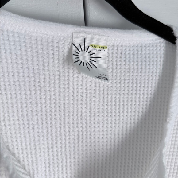 aerie White Waffle Knit Henley Top - Picture 2 of 4